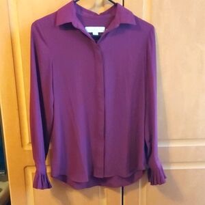 LOFT Petite Burgundy Blouse XSP